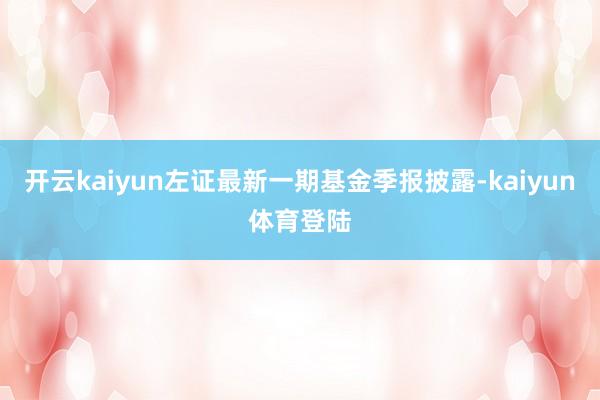 开云kaiyun左证最新一期基金季报披露-kaiyun体育登陆